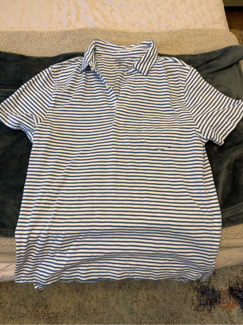 J. Crew Navy and White Striped Polo Shirt